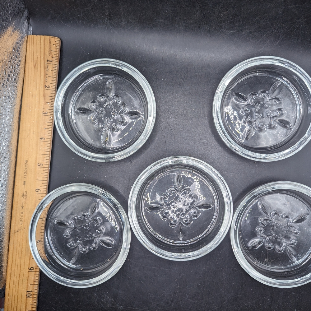 Vintage Princess House Heavy Clear Glass Beverage Coasters Set Of 5 - Picture 2 of 6